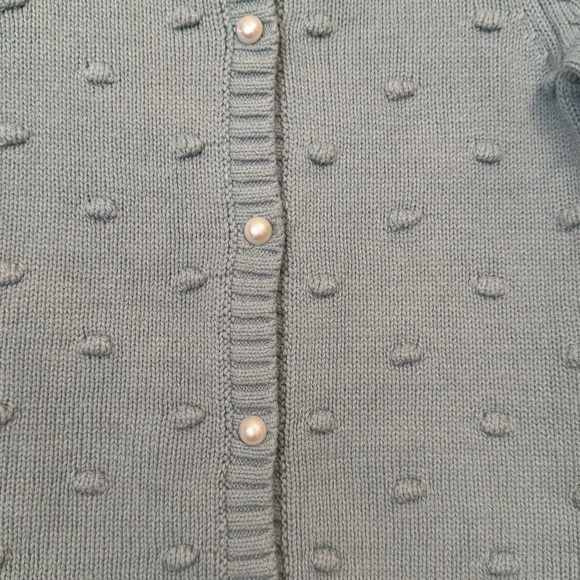Kid's Tommy Bahama Mint Cardigan Sweater with Pearl Buttons - Picture 4 of 9